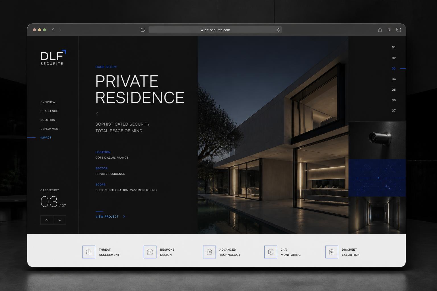Premium security website interface